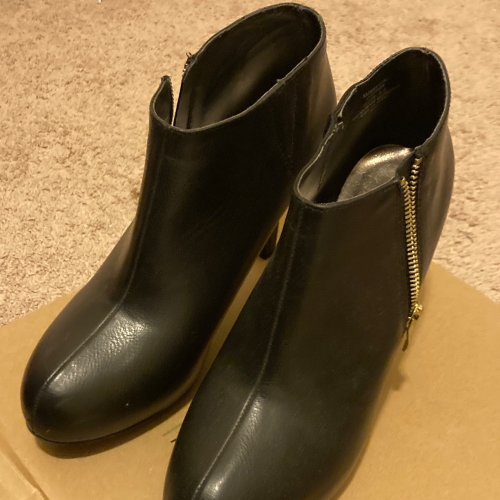 Madden Girl Black Ankle Booties with Gold Zipper